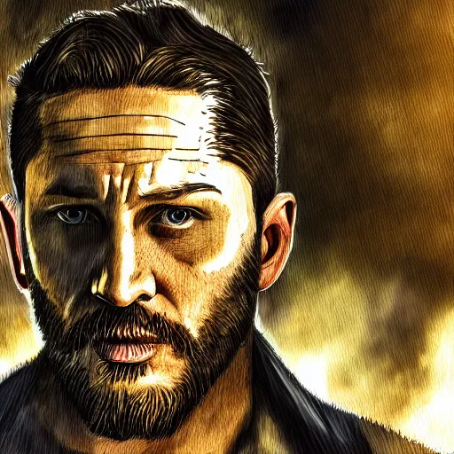 Image similar to Tom Hardy in wolverine suit Digital art 4K quality Photorealism