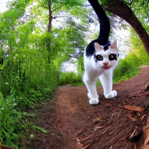 Image similar to cat on trail-cam, slight fish-eye lens