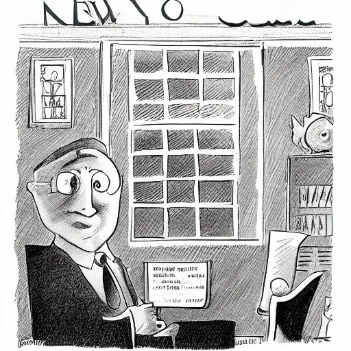 Image similar to political cartoon from the new yorker magazine, high - brow, very droll