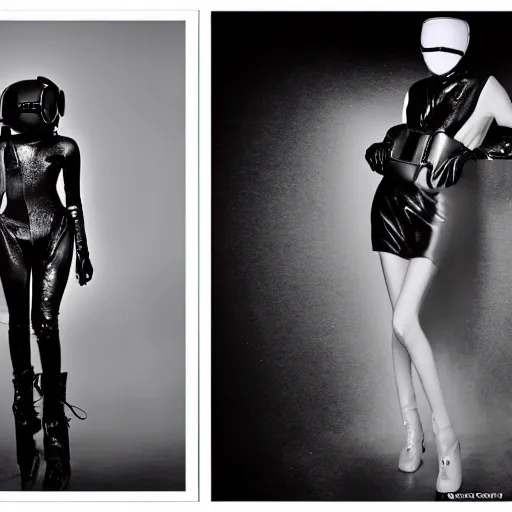 Image similar to fashion photography of an extraterrestrial model, wearing a gaz mask, wearing demobaza fashion, inside berghain, berlin fashion, harness, futuristic fashion, dark minimal outfit, photo 3 5 mm leica, hyperdetail, berghain, 8 k, very detailed, photo by nick knight