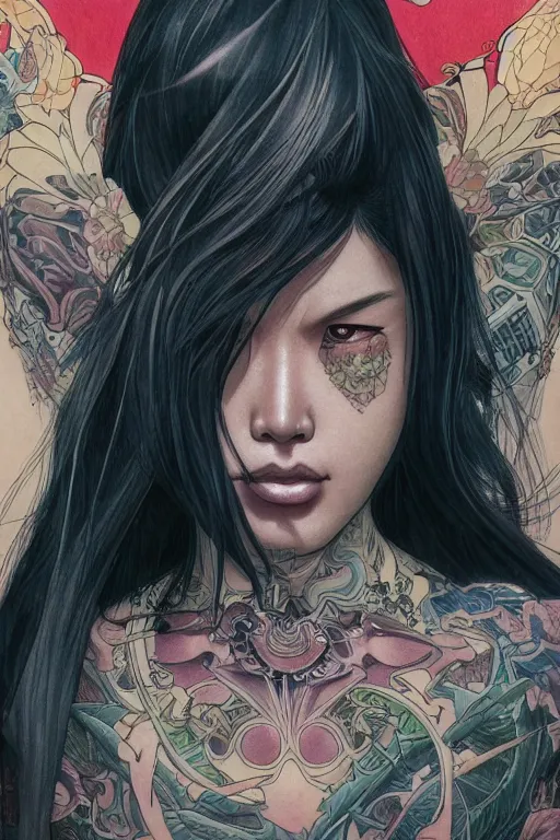 Image similar to a yakuza girl with tattoo, highly detailed, marvel comics, dark, digital painting, artstation, concept art, smooth, sharp focus, illustration, art by artgerm and greg rutkowski and alphonse mucha and Wayne Barlowe and Zdislav Beksinski