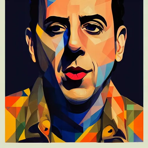 Prompt: Jerry Seinfeld profile picture by Sachin Teng, asymmetrical, Organic Painting , Matte Painting, geometric shapes, hard edges, graffiti, street art:2 by Sachin Teng:4