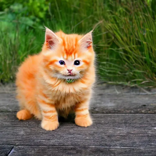 Image similar to cute fluffy orange tabby kitten, award winning photograph