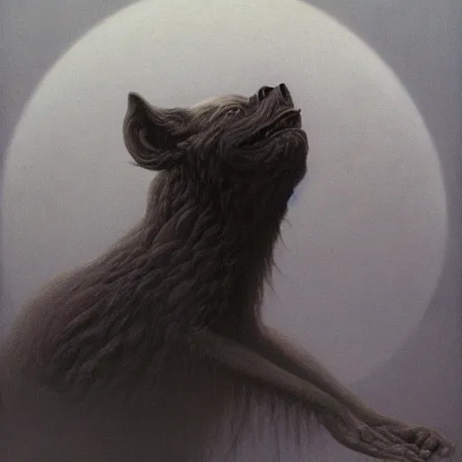 Image similar to Clinical Lycanthropy, illustrated by Zdzisław Beksiński, artistic interpretation, trending on artstation, 4k, 8k