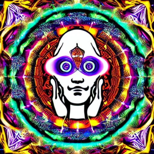 Prompt: prying open my third eye, psychedelic