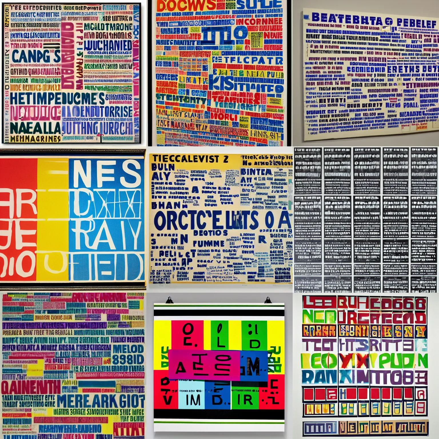 Prompt: Poster objects by Mel Bochner