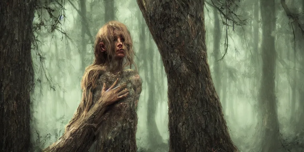 Image similar to a wood spirit in the trees, photorealistic, by wlop, 4 k resolution h 7 6 8
