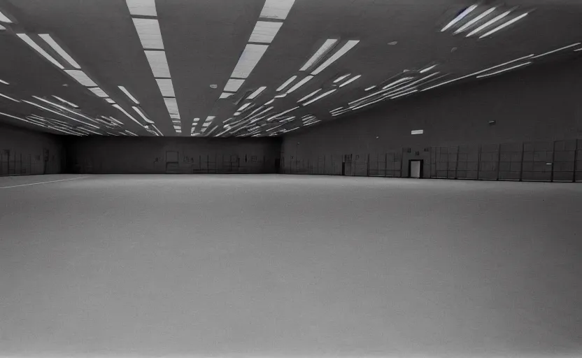 Image similar to 60s movie still of a giant stalinist style empty hall, by Irving Penn , cinestill 800t 35mm black and white, heavy grainy picture, very detailed, high quality, 4k, HD criterion, precise texture, panoramic, cinematic