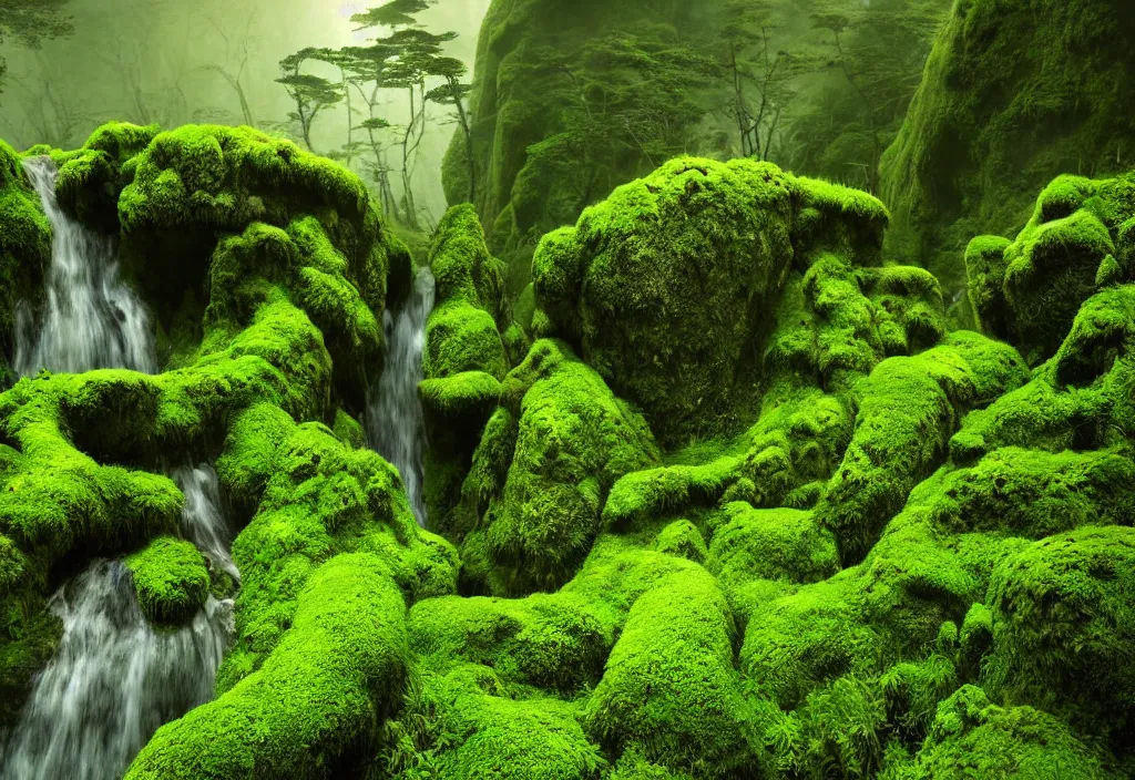 Green Mossy Rocks And Misty Water by Steve Daggar Photography