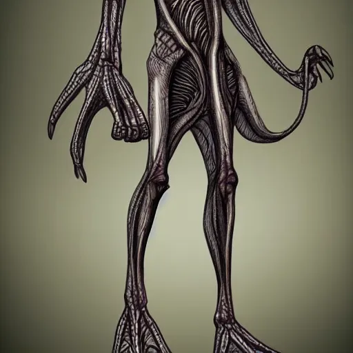 Prompt: alien mammalian species, tall and slender, highly detailed concept art