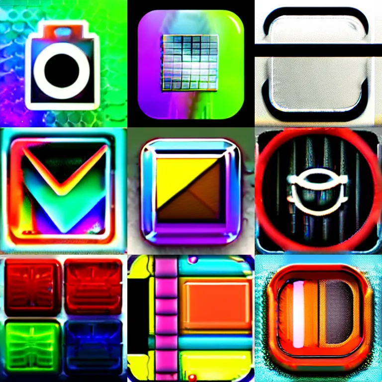 Prompt: iOS icon for camera app, glossy, minimalist, colorful