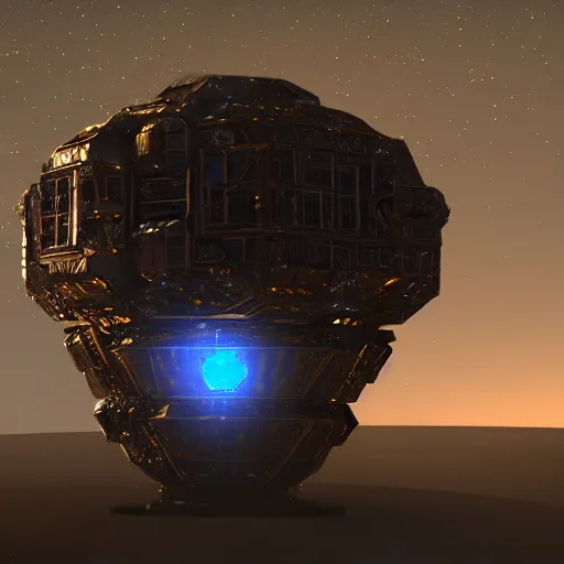 Image similar to alien space ship made out of bismuth crystals, unreal engine