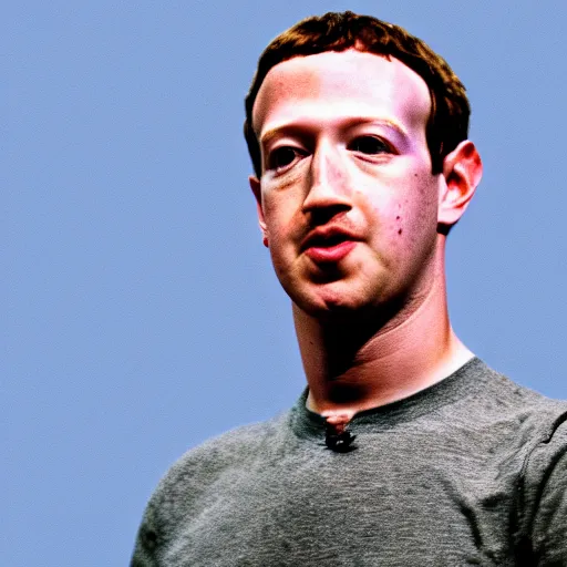 Prompt: color 35mm film still of Mark Zuckerberg, figure portrait