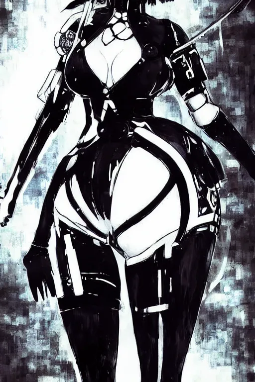 Image similar to a portrait of 2B from Nier Automata by Yoji Shinkawa