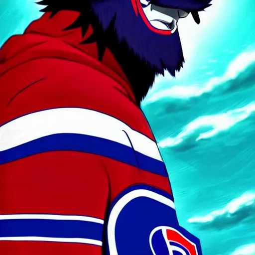Image similar to anime concept Portrait of the Habs Montreal Canadiens Mascot as a powerful Akira character, highly detailed anime, smooth, sharp focus, dynamic lighting, intricate, trending on ArtStation, illustration ghost in the shell, art by WLOP