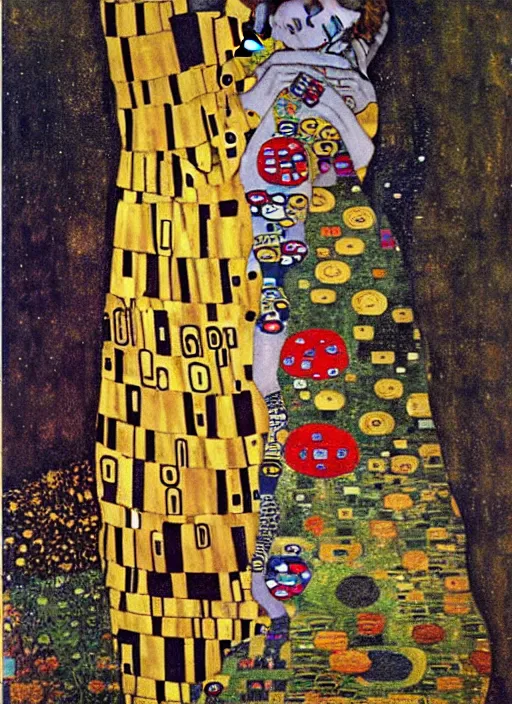 Prompt: beautiful detailed tarot card, painting by gustav klimt