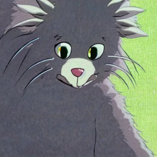 Prompt: furr creature at the flower made by studio ghibli, detail, high quality