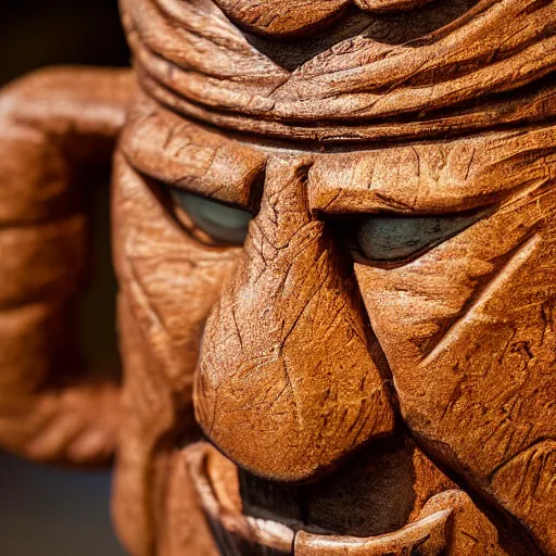 Image similar to a closeup photorealistic photograph of ben grimm's face on a tiki mug at trader vic's beach bar. fantastic four. tiki culture. bright scene. fine detail. this 4 k hd image is trending on artstation, featured on behance, well - rendered, extra crisp, features intricate detail, epic composition and the style of unreal engine.