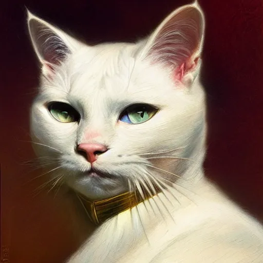 Prompt: a portrait of a man white cat feline star trek the next generation. highly detailed painting by gaston bussiere, craig mullins, j. c. leyendecker, furry