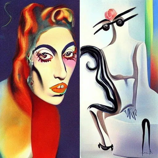 Image similar to lady gaga painted by salvador dali