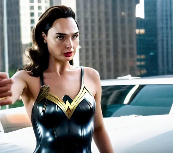 Image similar to Gal Gadot as Margot Robbie in the Wolf of Wall Street