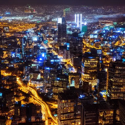 Image similar to futuristic metropolis Nairobi Stunning photograph of landscape of City at night from by the photographer William Gibson