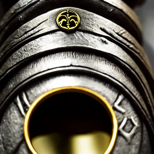 Prompt: closeup shot of replica lotr one ring, ( eos 5 ds r, iso 1 0 0, f / 8, 1 / 1 2 5, 8 4 mm, postprocessed, crisp face, facial features )