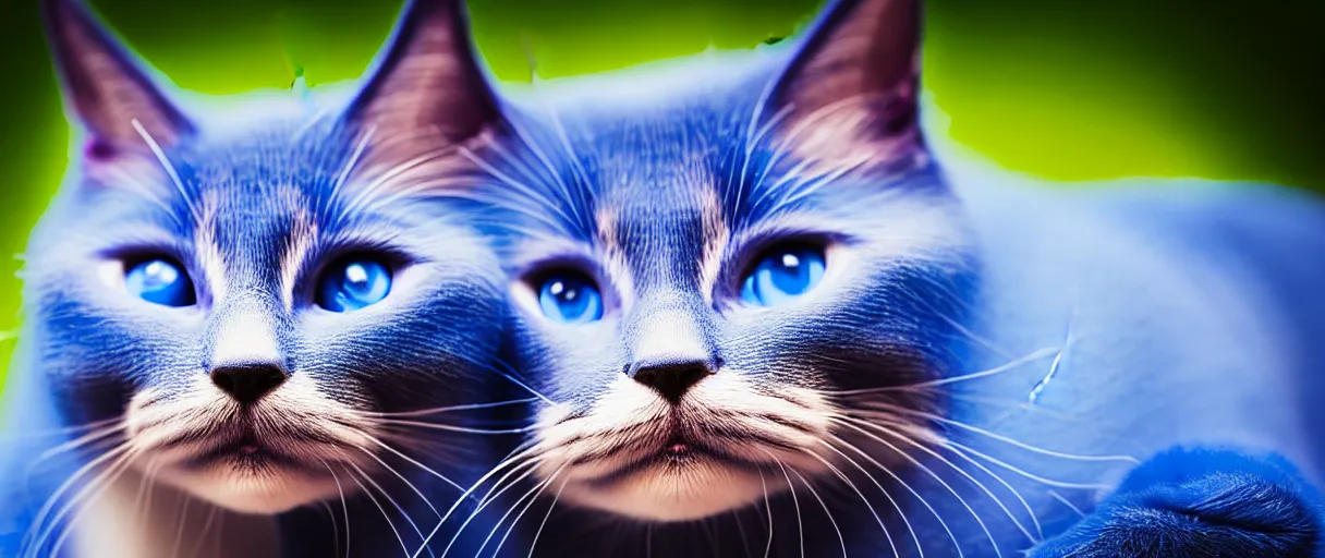 Prompt: hyperrealistic high quality photo close-up of a sad cute blue cat with round puppy eyes sharp cinematic lighting 8k low angle shallow depth of field