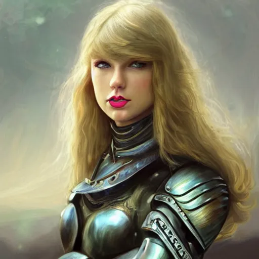 Prompt: a professional painting of Taylor Swift as a beautiful young female, clothed in battle armor, olive skin, long blonde hair, beautiful bone structure, symmetrical facial features, intricate, elegant, digital painting, concept art, smooth, sharp focus, illustration, from StarCraft by Ruan Jia and Mandy Jurgens and Artgerm and William-Adolphe Bouguerea