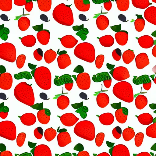 Image similar to fruit illustration, repeating pattern, light tan background, simple illustrative