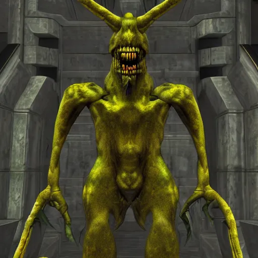 Prompt: photography of a monster from the game quake ii