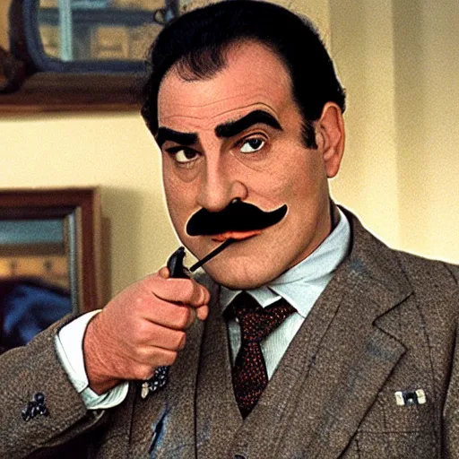 Image similar to scene of the hercule poirot tv serie featuring david suchet