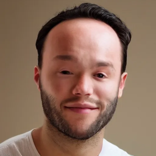 Prompt: photo of a guy with a tiny forehead