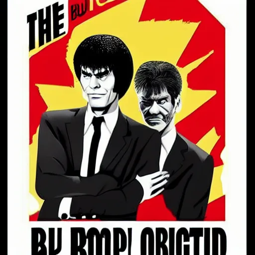 Image similar to bogdanoff brothers pulp fiction poster style!!!!!!!!!!!!!!!