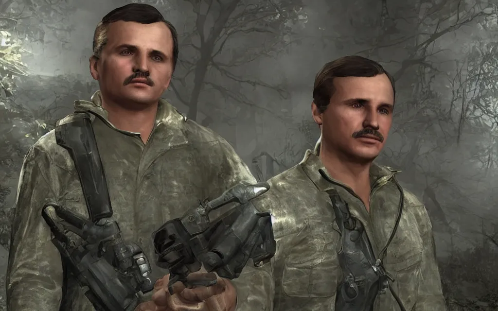 Image similar to young Lech Wałęsa as a shady main character in a bethesda game,