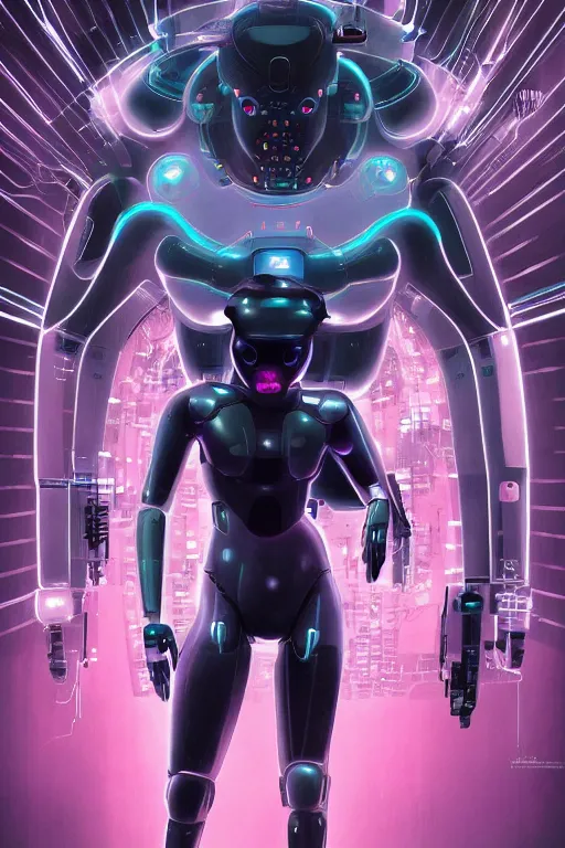 Image similar to Ghost in the shell 2017, cybernetic android asian black bear, full body pose, half robot half bear, future tech, cyber punk, neon, hyperrealist highly intricate, trending on art station, 8K