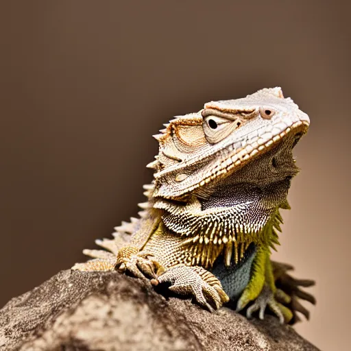 Prompt: dslr portrait still of a bearded dragon dressed like abe lincoln, 8 k 8 5 mm f 1. 4