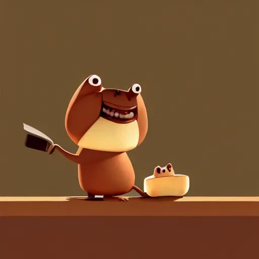 Prompt: goro fujita ilustration a happy beaver eating wood by goro fujita, painting by goro fujita, sharp focus, highly detailed, artstation