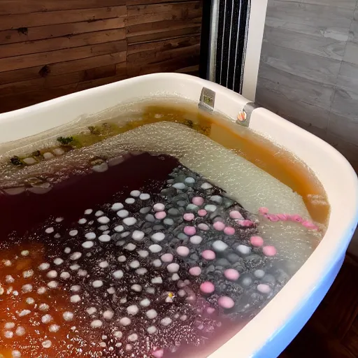 Image similar to photo of bathtub filled with boba tea