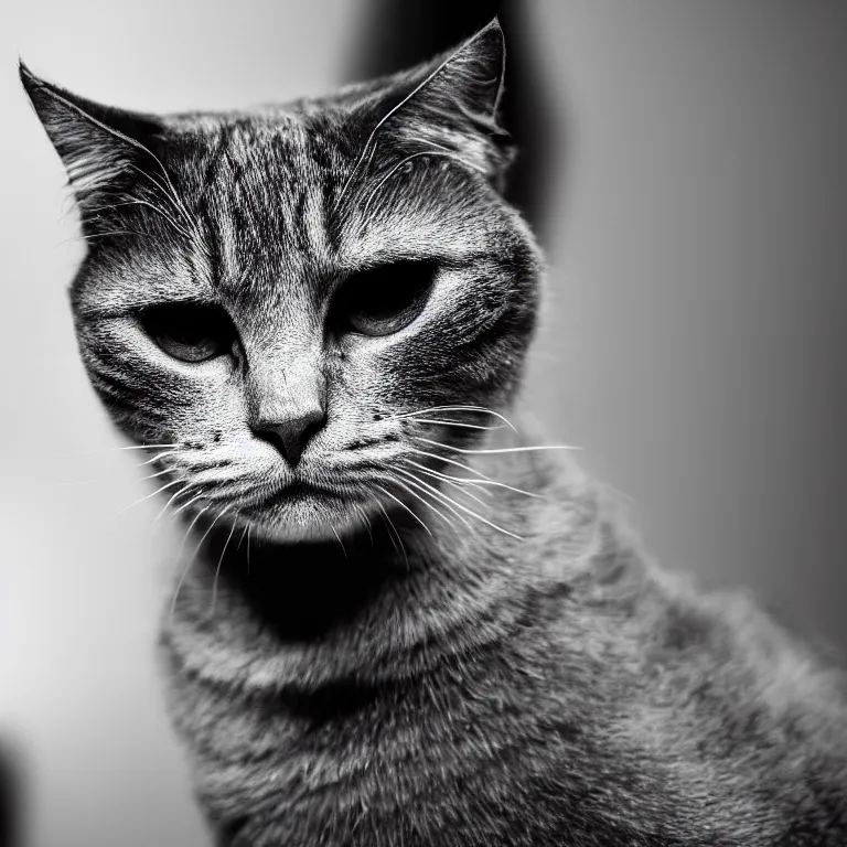 chad cat, black and white filter, ultra hd, 8k, Stable Diffusion