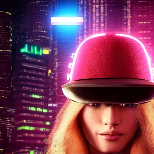 Image similar to a hat from the future, cyberpunk, highly detailed, epic lighting, hyper photorealism, 8 k