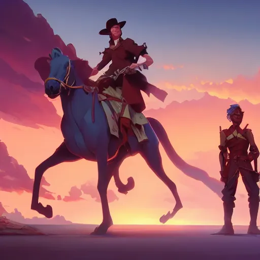 Image similar to hero world blazing saddles, behance hd by jesper ejsing, by rhads, makoto shinkai and lois van baarle, ilya kuvshinov, rossdraws global illumination