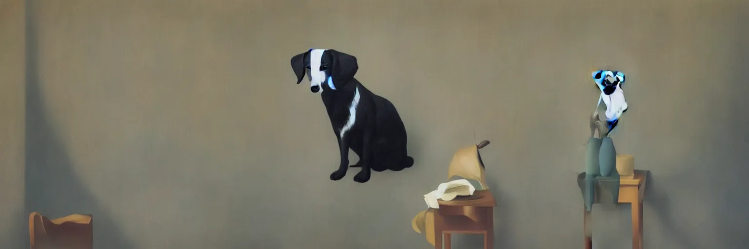 Image similar to dog painting magritte