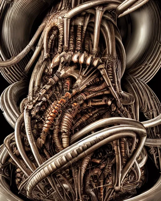 Prompt: coffee by hr giger, biomechanical, 4 k, hyper detailed