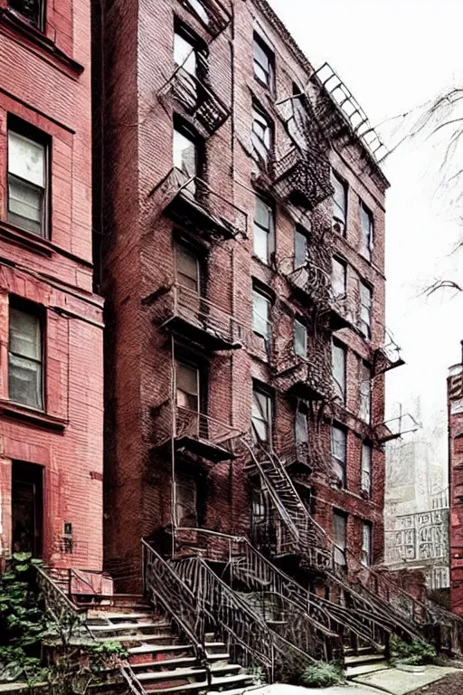 Prompt: (((((a ramshackle Manhattan brick brownstone deep in the forest))))) by Samuel Schultz!!!!!!!!!!!!!!!!!!!!!!!!!!!