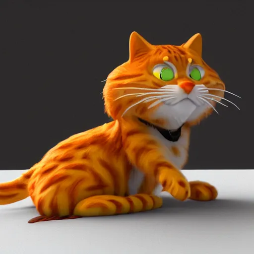 Prompt: Female Garfield, realistic render, cinema 4d