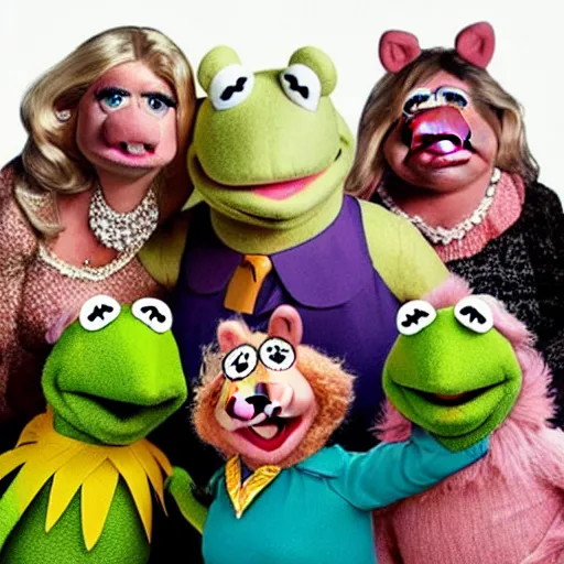 Image similar to Kermit, Miss Piggy and their offsprings, by Martin Schoeller