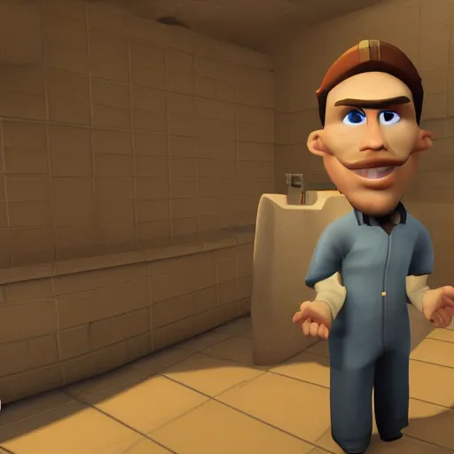 Prompt: jerma985 in tf2, full body, wide shot, portrait, unreal engine, in game screenshot, high definition, detailed