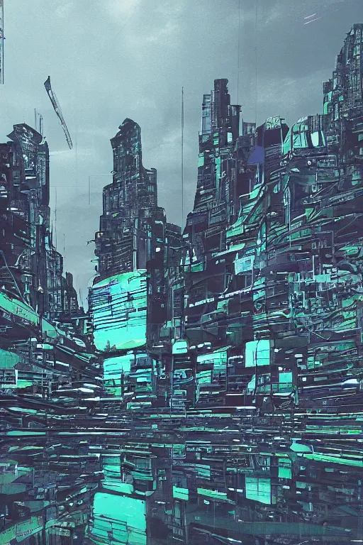 Image similar to the sky above the port was the colour of television tuned to a dead channel, cyberpunk