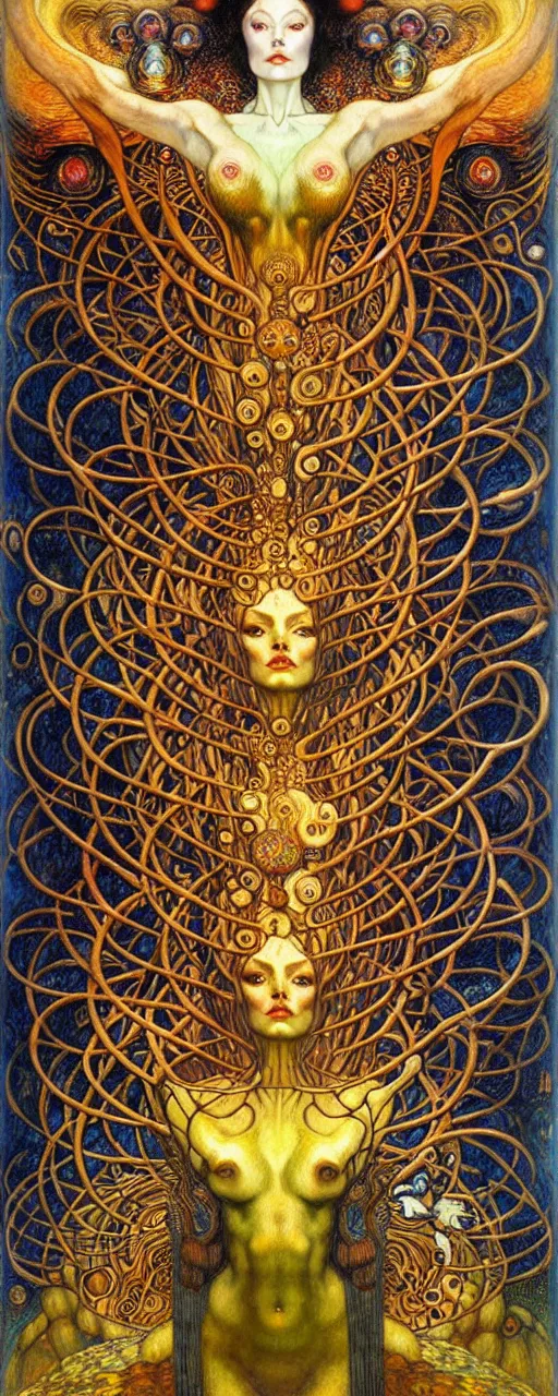 Image similar to Divine Chaos Engine by Karol Bak, Jean Delville, William Blake, Gustav Klimt, and Vincent Van Gogh, symbolist, visionary